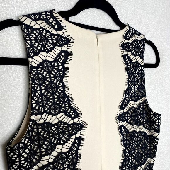 Diane Von Furstenberg Fit & Flare Daniella Lace Panel Mini Dress Cream Black 4 - Picture 13 of 16
